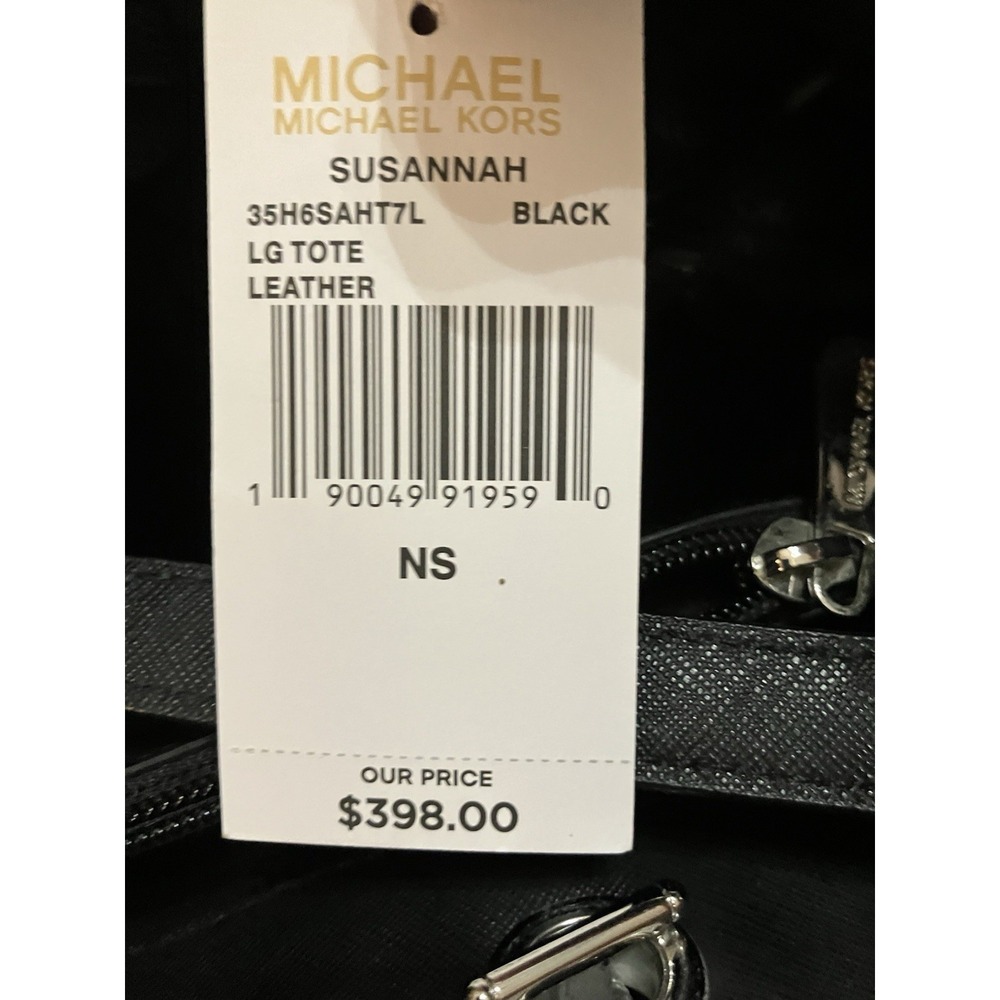 NWT! Michael Kors Susannah Saffiano Lg Shoulder Bag In Black $398. Retail - Picture 2 of 7